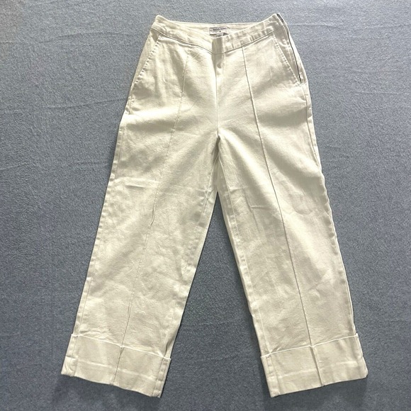 Rachel Comey Wide Leg Pants Womens Target High Rise Stretch Cuffed Ivory Size 2 - Picture 1 of 16